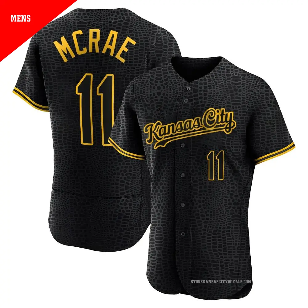 Men's ＃11 Hal Mcrae Kansas City Royals Black Authentic Snake Skin City Jersey