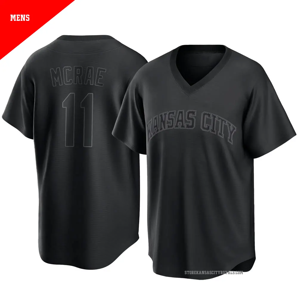 Men's ＃11 Hal Mcrae Kansas City Royals Black Replica Pitch Fashion Jersey