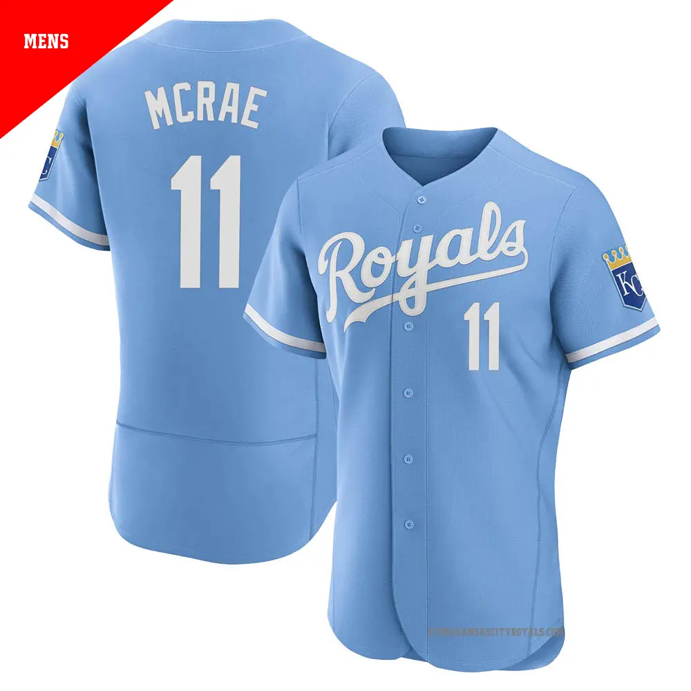 Men's ＃11 Hal Mcrae Kansas City Royals Light Blue Authentic 2022 Alternate Jersey