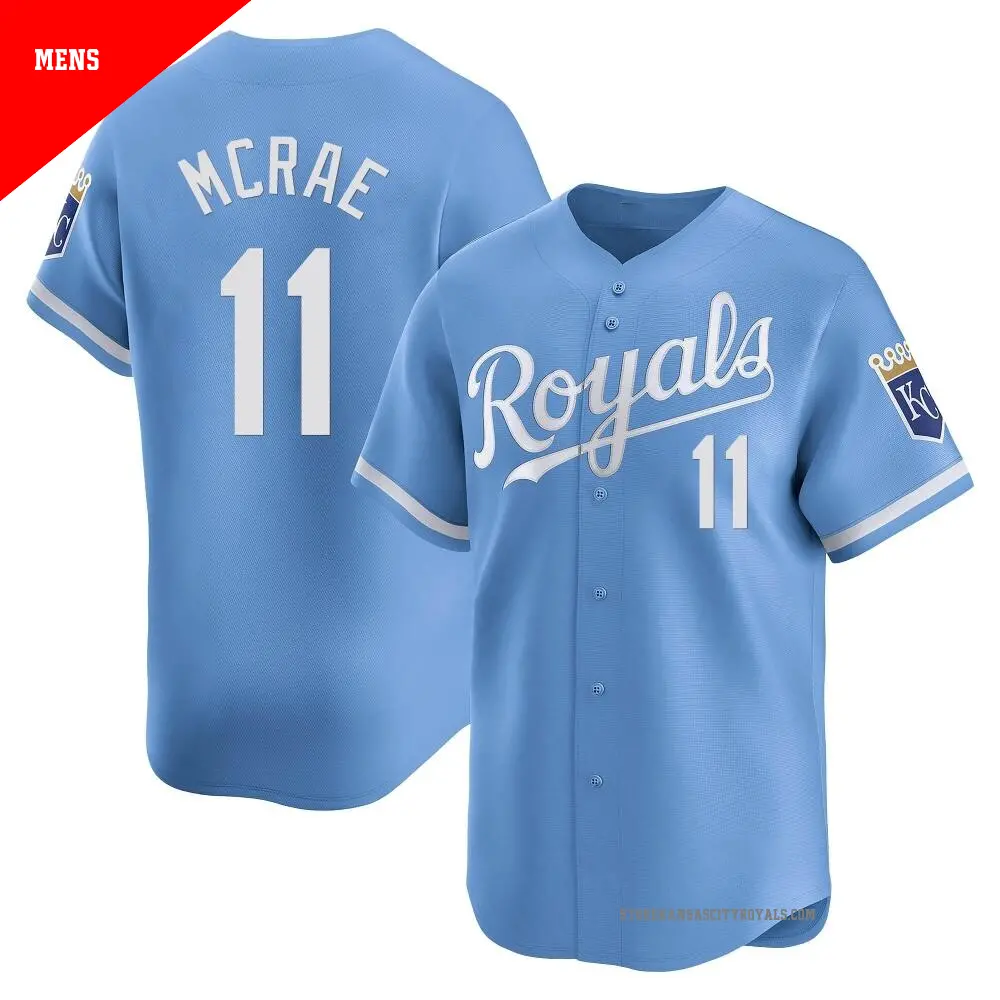 Men's ＃11 Hal Mcrae Kansas City Royals Light Blue Limited Alternate Jersey
