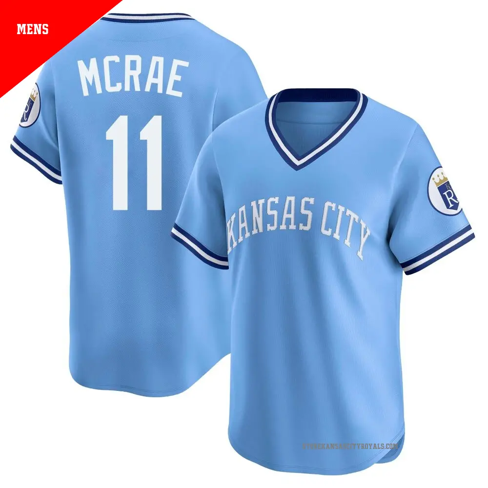 Men's ＃11 Hal Mcrae Kansas City Royals Light Blue Limited Throwback Cooperstown Collection Jersey
