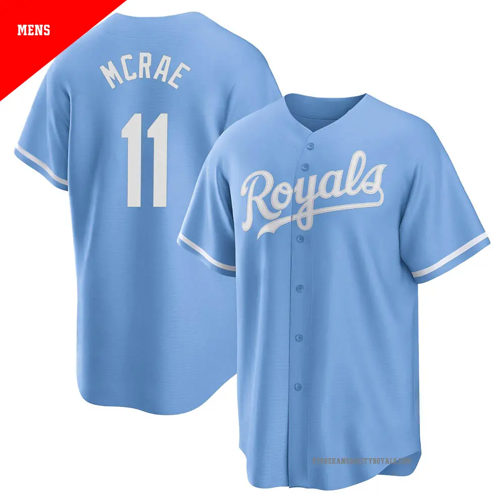 Men's ＃11 Hal Mcrae Kansas City Royals Light Blue Replica 2022 Alternate Jersey
