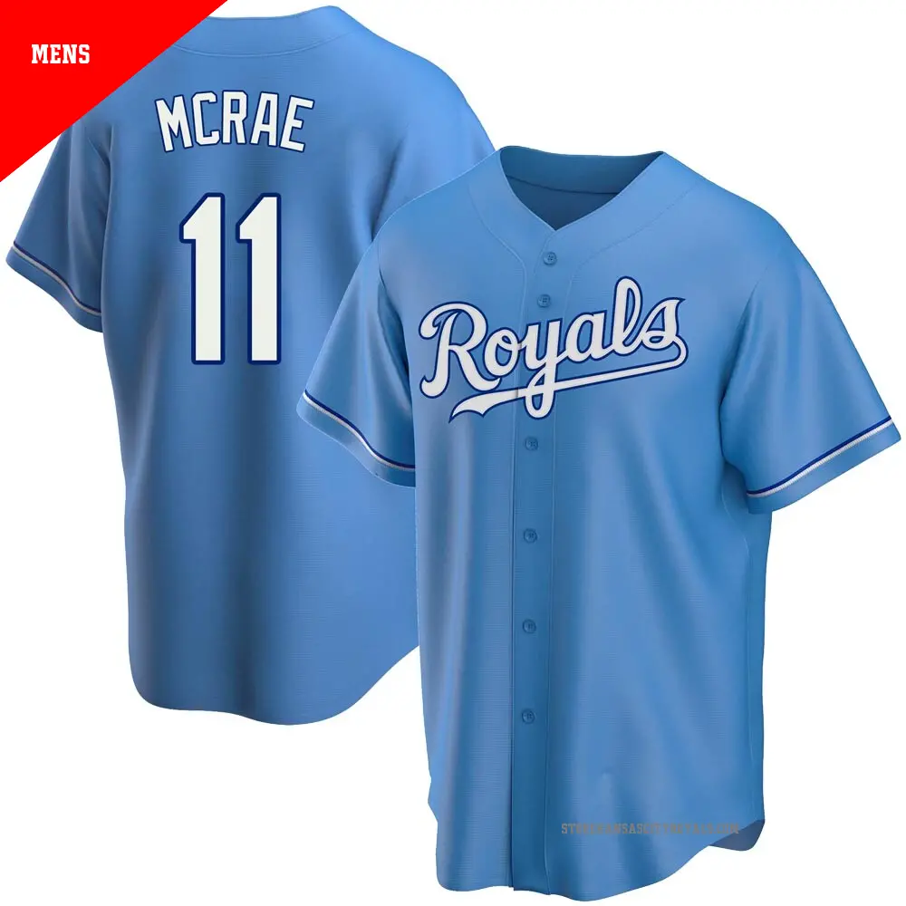 Men's ＃11 Hal Mcrae Kansas City Royals Light Blue Replica Alternate Jersey