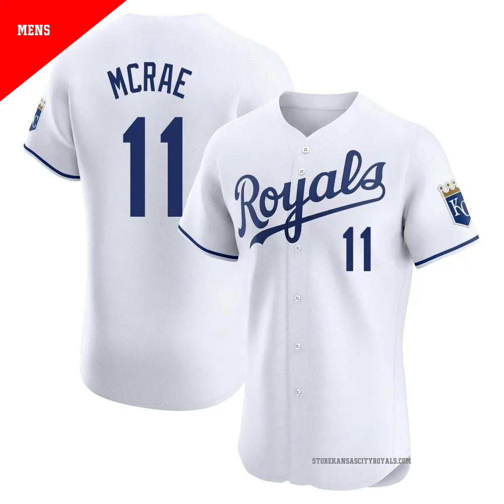 Men's ＃11 Hal Mcrae Kansas City Royals White Elite Home Jersey