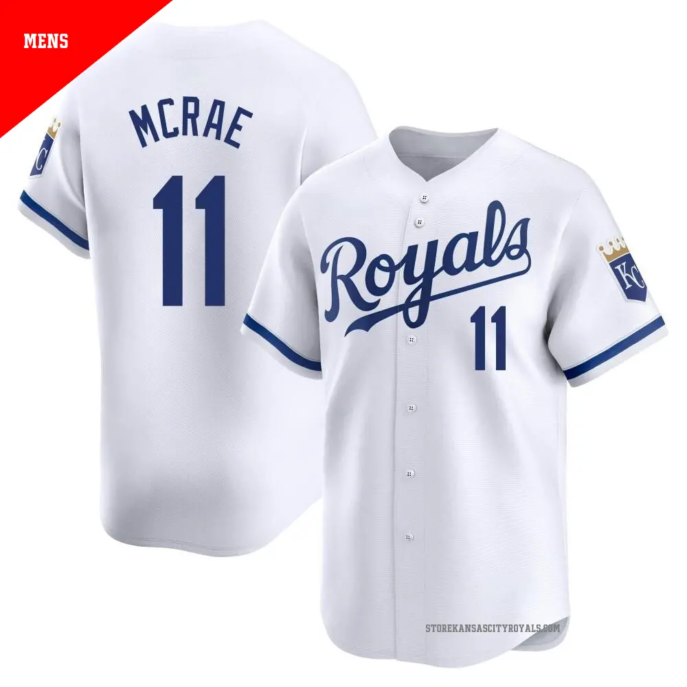 Men's ＃11 Hal Mcrae Kansas City Royals White Limited Home Jersey