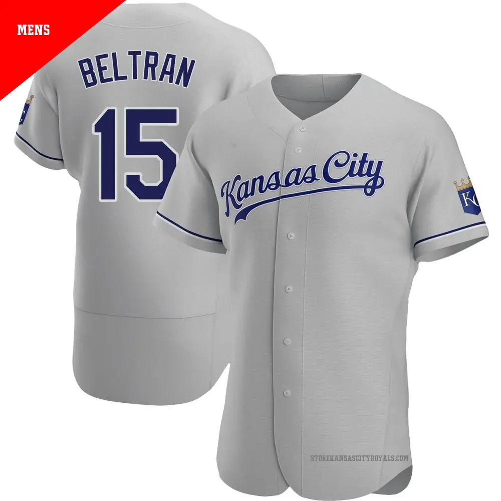 Men's ＃15 Carlos Beltran Kansas City Royals Gray Authentic Road Jersey