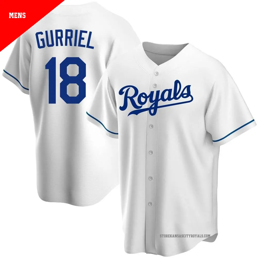 Men's ＃18 Yuli Gurriel Kansas City Royals White Replica Home Jersey
