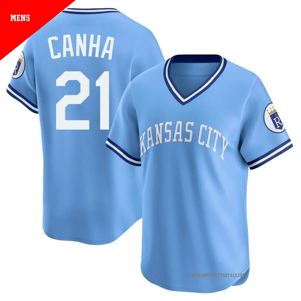 Men's ＃21 Mark Canha Kansas City Royals Light Blue Limited Throwback Cooperstown Collection Jersey