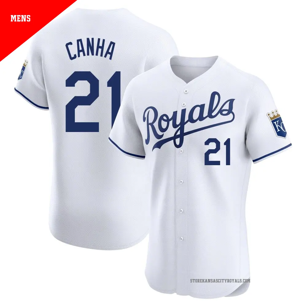 Men's ＃21 Mark Canha Kansas City Royals White Elite Home Jersey