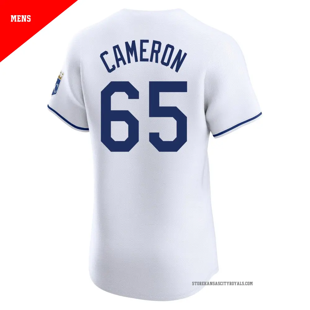 Men&#039;s ＃65 Noah Cameron Kansas City Royals White Elite Home Jersey