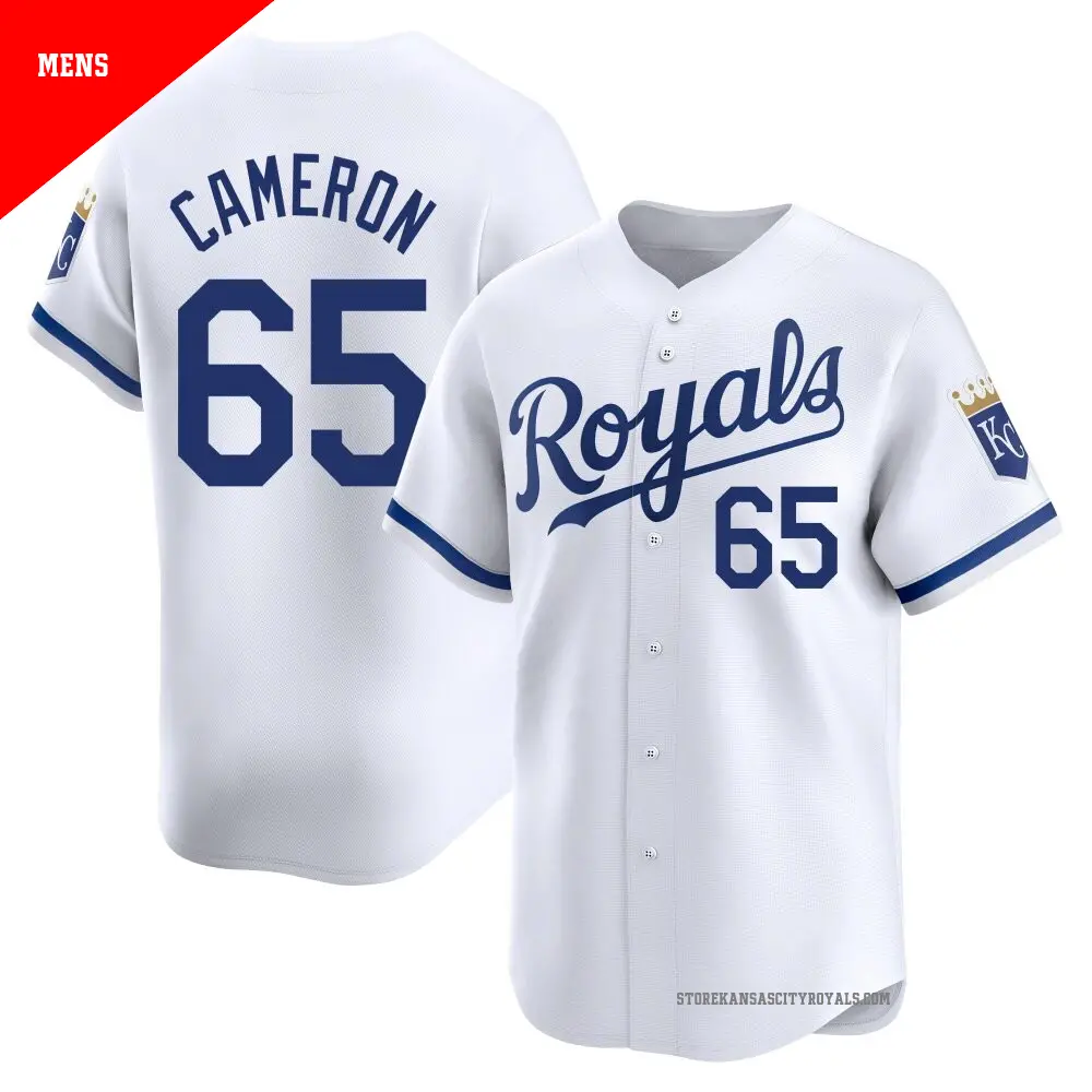 Men's ＃65 Noah Cameron Kansas City Royals White Limited Home Jersey