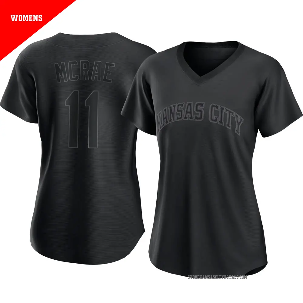 Women's ＃11 Hal Mcrae Kansas City Royals Black Authentic Pitch Fashion Jersey
