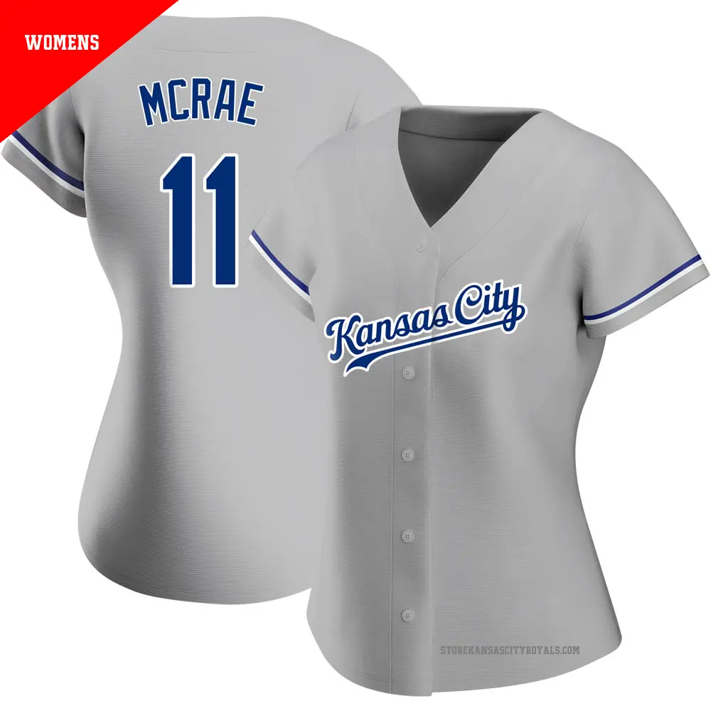 Women's ＃11 Hal Mcrae Kansas City Royals Gray Authentic Road Jersey