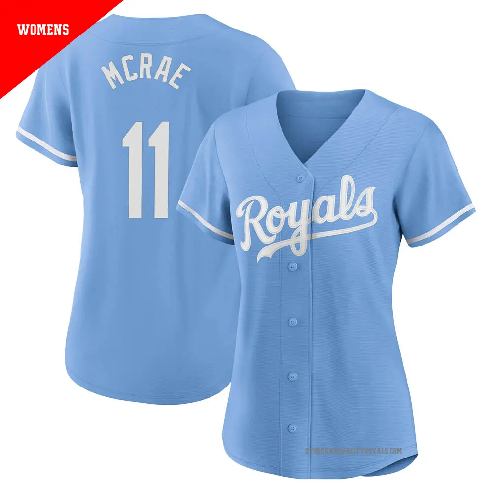 Women's ＃11 Hal Mcrae Kansas City Royals Light Blue Authentic 2022 Alternate Jersey