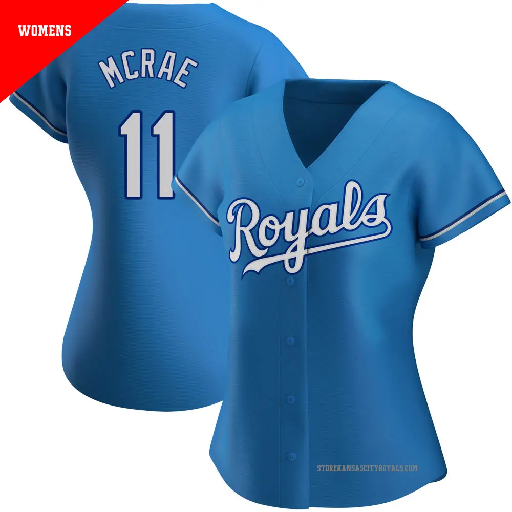 Women's ＃11 Hal Mcrae Kansas City Royals Light Blue Authentic Alternate Jersey