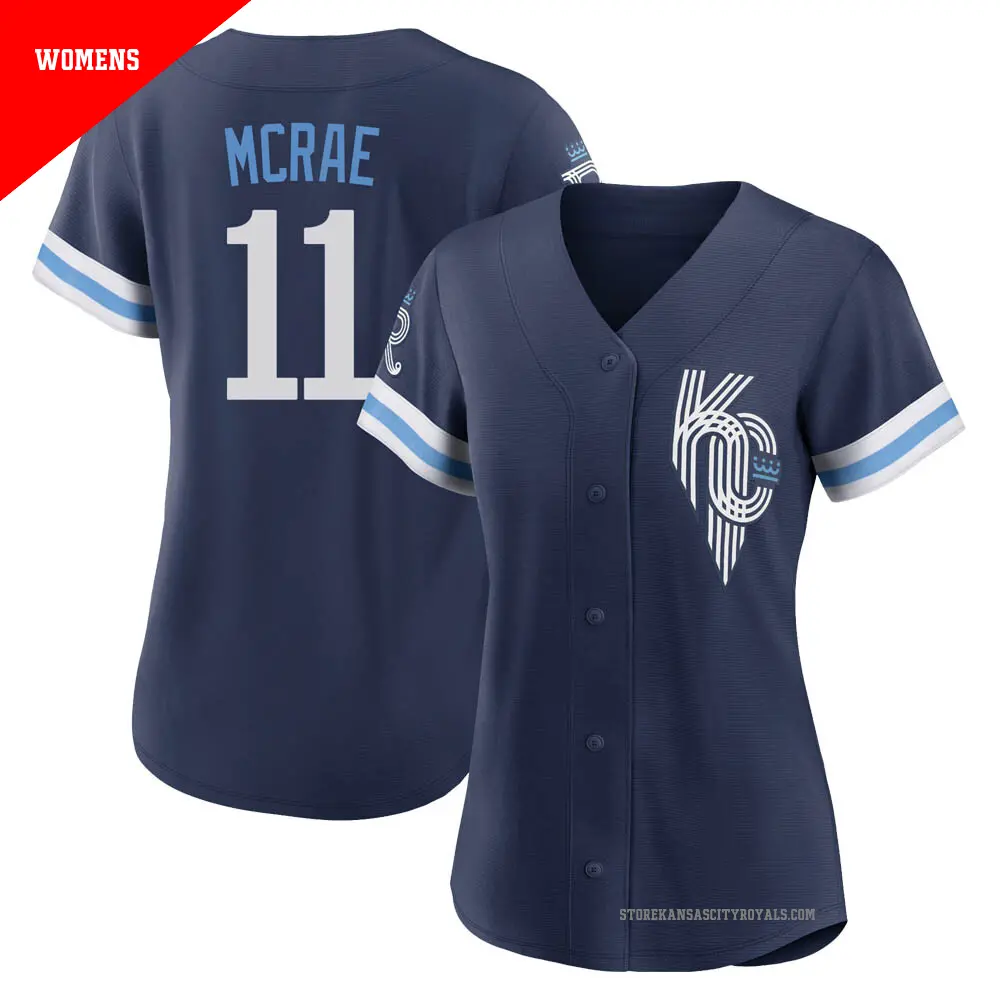 Women's ＃11 Hal Mcrae Kansas City Royals Navy Authentic 2022 City Connect Jersey