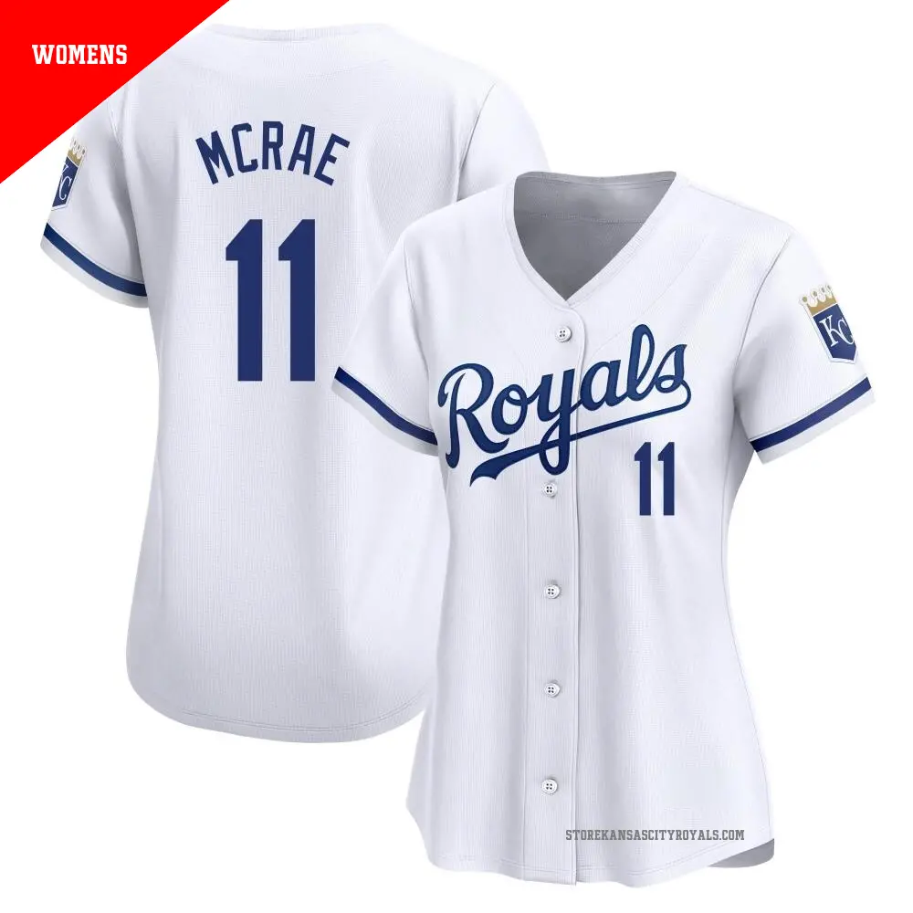 Women's ＃11 Hal Mcrae Kansas City Royals White Limited Home Jersey