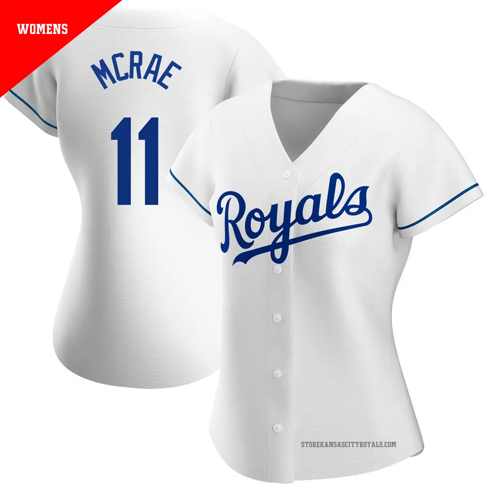 Women's ＃11 Hal Mcrae Kansas City Royals White Replica Home Jersey