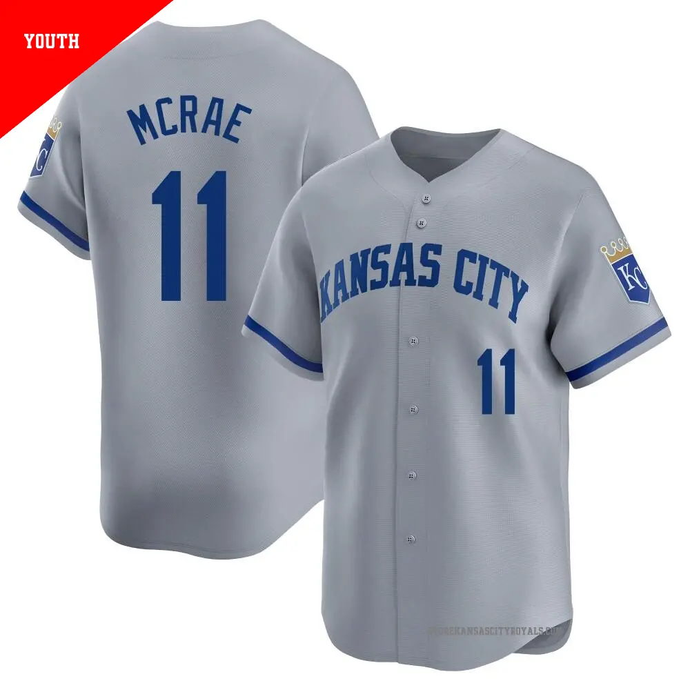 Youth ＃11 Hal Mcrae Kansas City Royals Gray Limited Away Jersey
