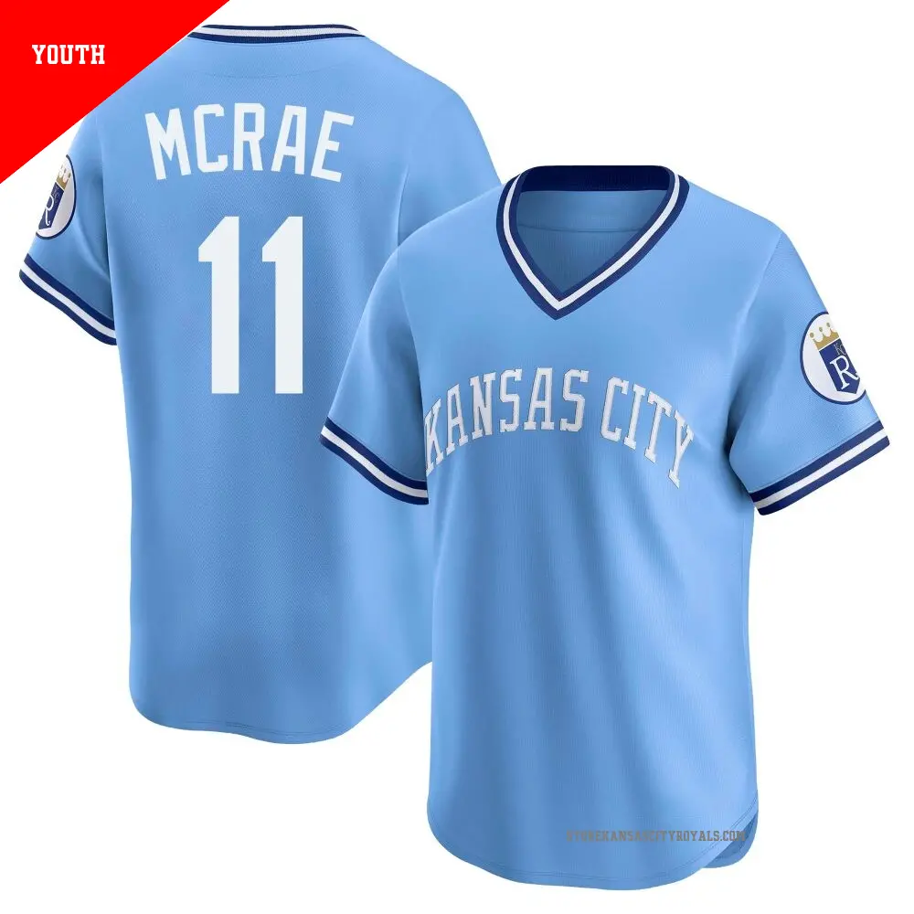 Youth ＃11 Hal Mcrae Kansas City Royals Light Blue Limited Throwback Cooperstown Collection Jersey