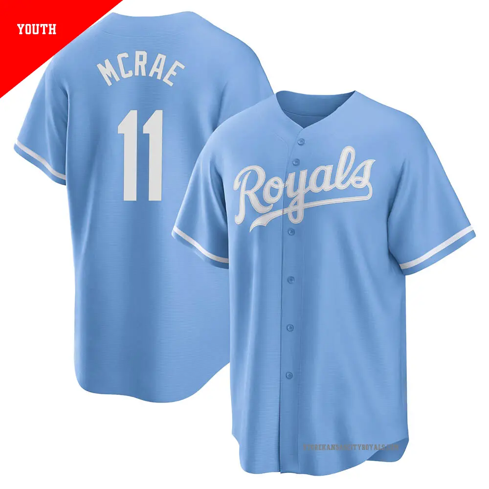 Youth ＃11 Hal Mcrae Kansas City Royals Light Blue Replica 2022 Alternate Jersey