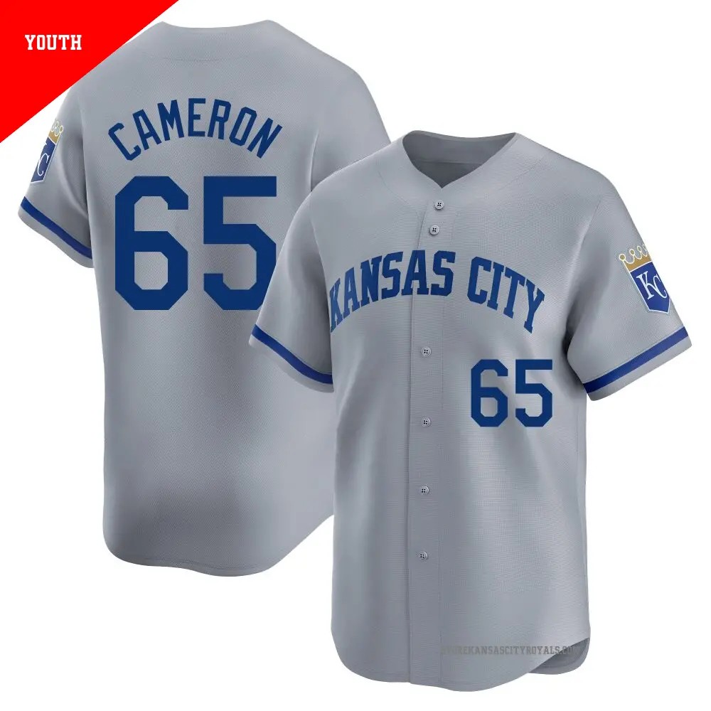 Youth ＃65 Noah Cameron Kansas City Royals Gray Limited Away Jersey